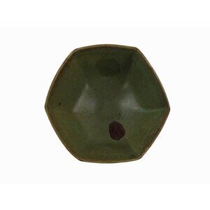 John Shedd Hexagon Bowl Salad Green With Red Blotches Signed Studio Art Pottery